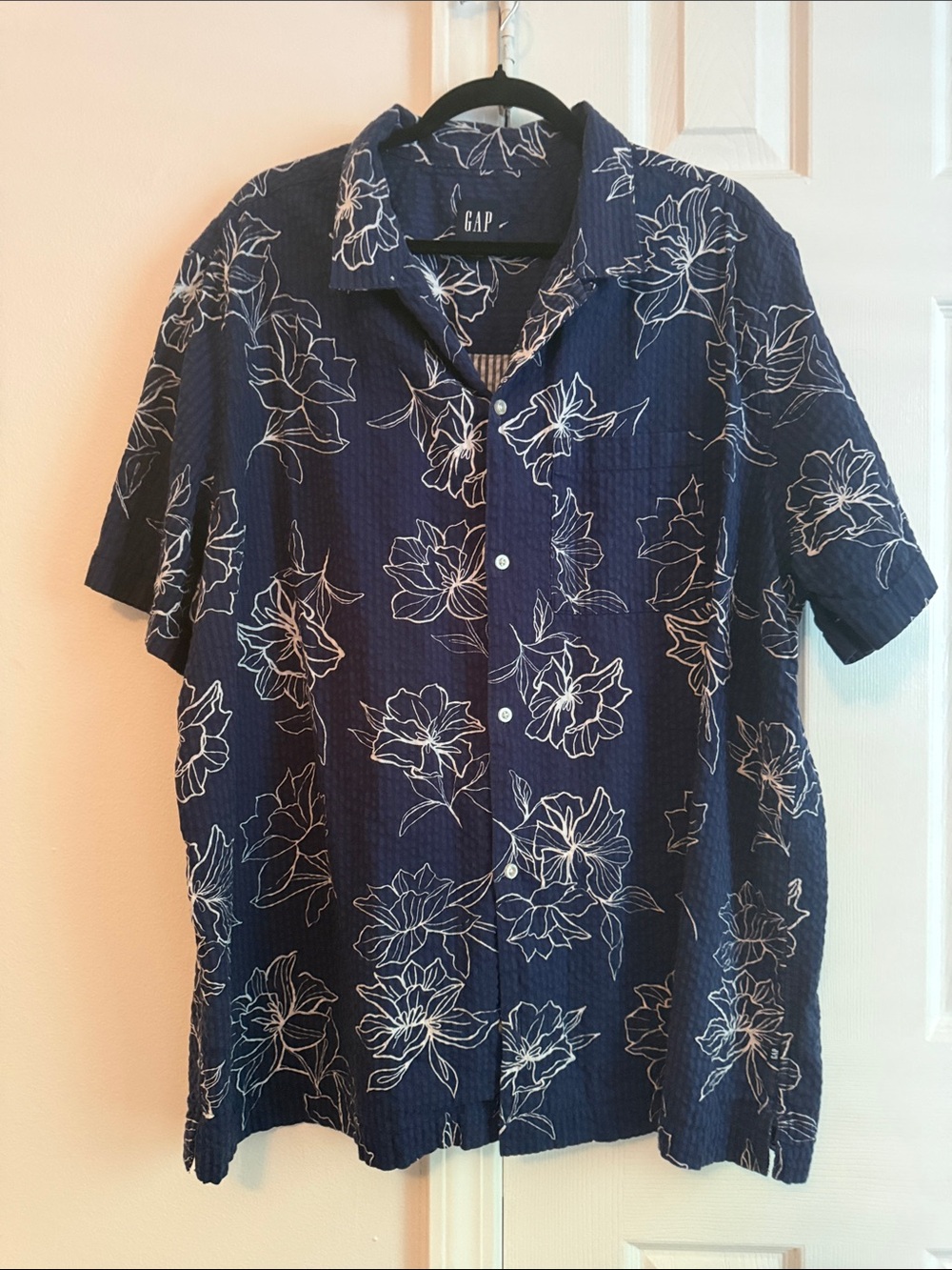 GAP Navy Short-Sleeve Button-Down Shirt